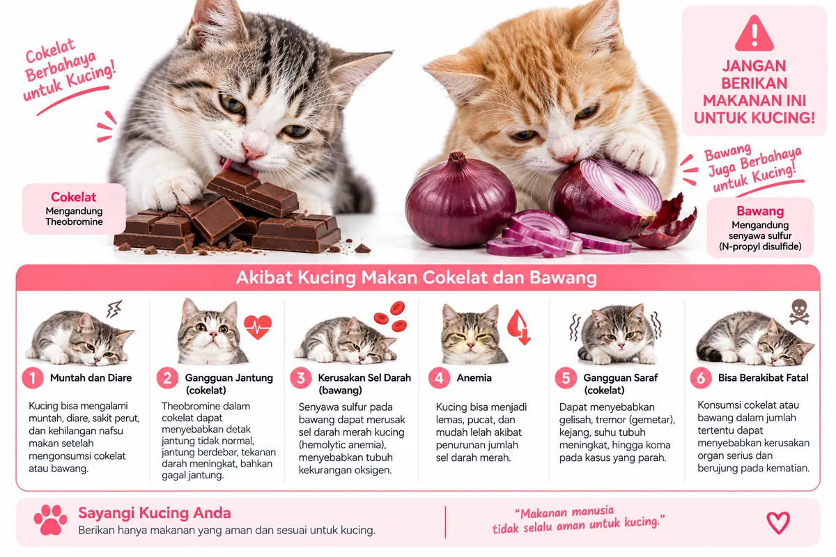 Bahaya Bawang dan Cokelat untuk Kucing yang Wajib Diketahui