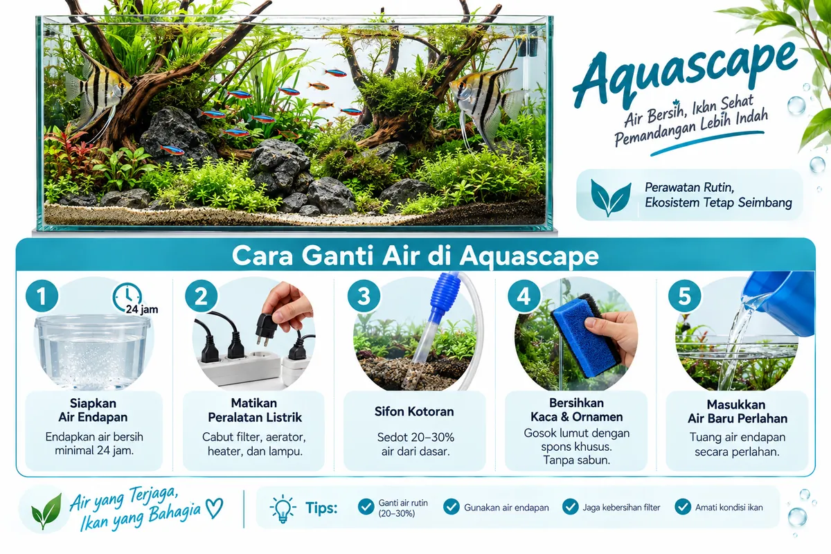Cara Ganti Air Akuarium Ikan Hias Tanpa Bikin Stres