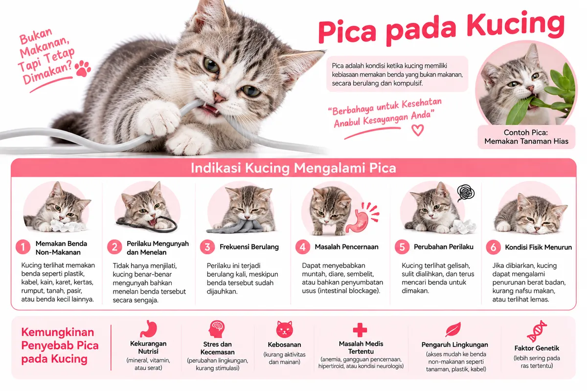 Kenapa Kucing Suka Mengunyah Plastik? Mengenal Gejala Pica