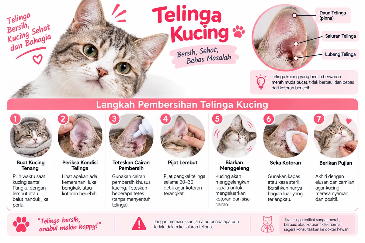 Tips Aman Membersihkan Telinga Kucing di Rumah